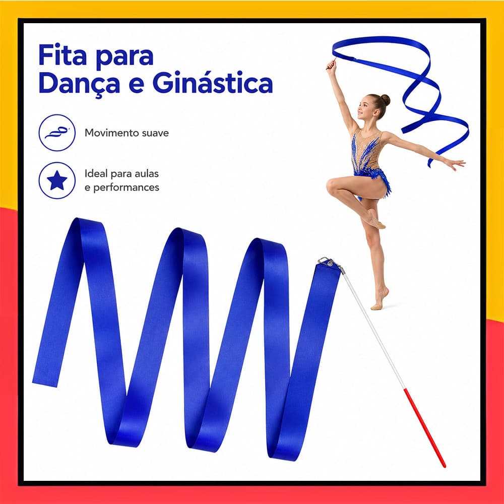 Fita de ginástica Blue Dance (4m) adequada para treinamento, uso em Performance artística