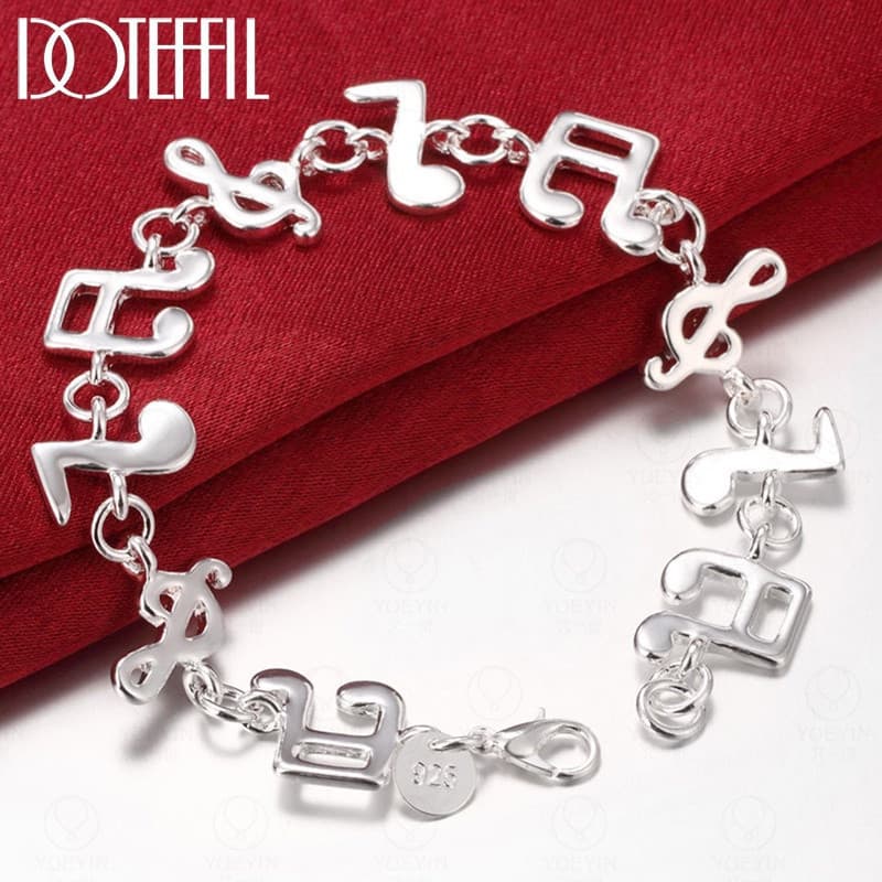DOTEFFIL Pulseira de Prata Esterlina 925 com Símbolo Musical para Mulheres, Joia de Moda para Festa de Noivado UCNX