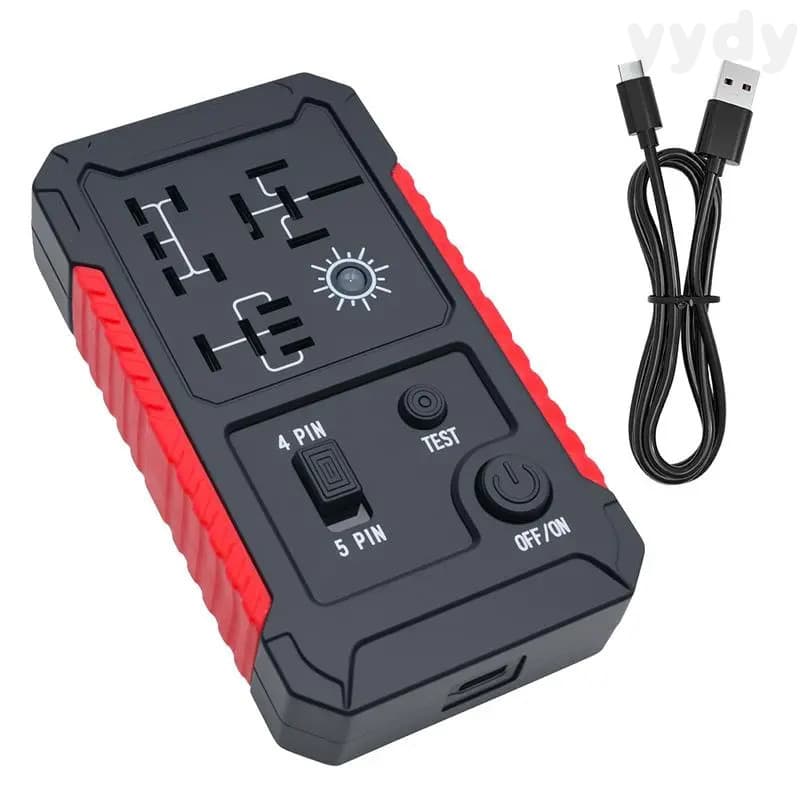 Testador de Relés 12V com Iluminação LED, Ferramenta de Diagnóstico Automotivo Portátil para Relés de 4 e 5 Pinos, Alime