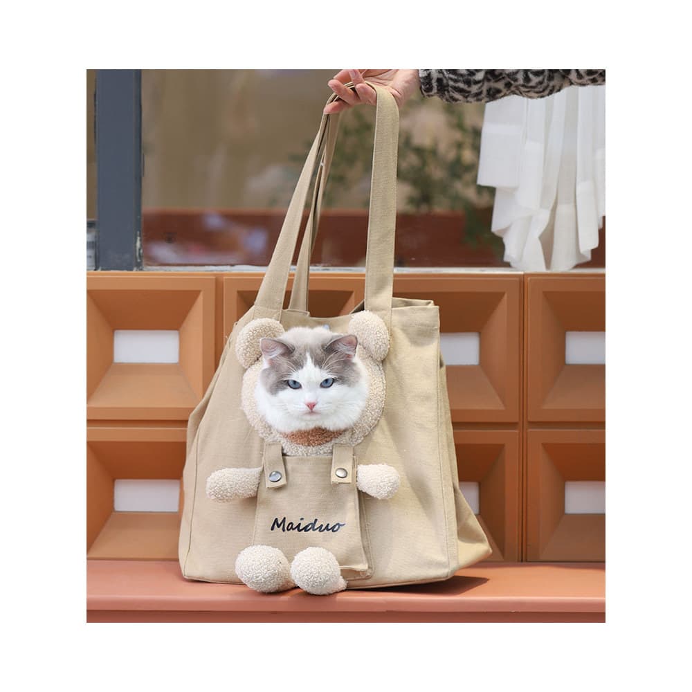 Bonito saco de passeio de lona pode Halter cabeça urso bolsa de ombro Crossbody pequeno cão Pet saco portátil respirável