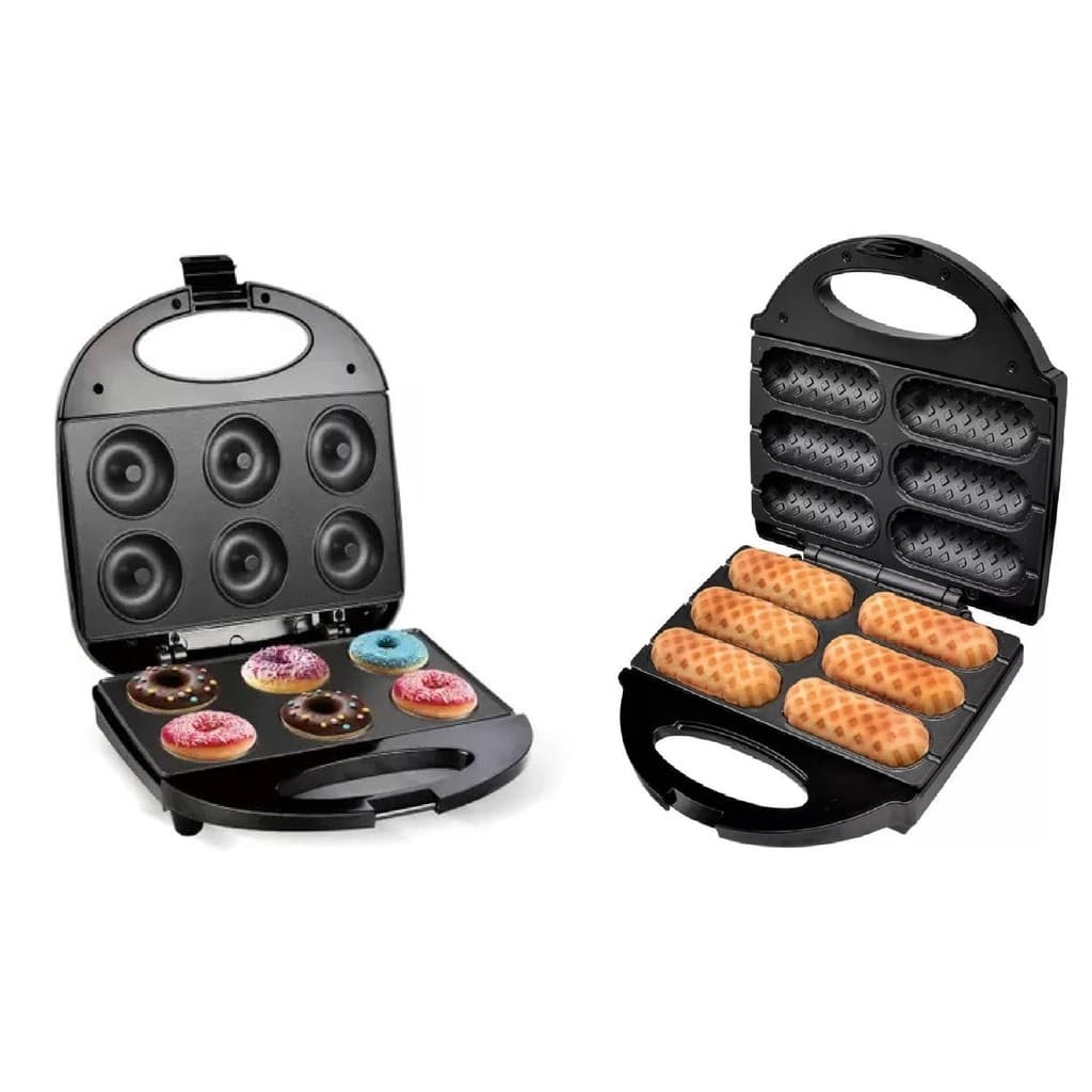 Kit 2 Peças Maquina 6 Rosquinha Donut + Crepeira Suiço 220V