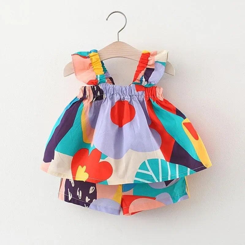 Conjuntos De Roupas De Verão Para Bebês Meninas Com Suspensório Top Corresponde Colete Floral Calça Casual Infantil Roup