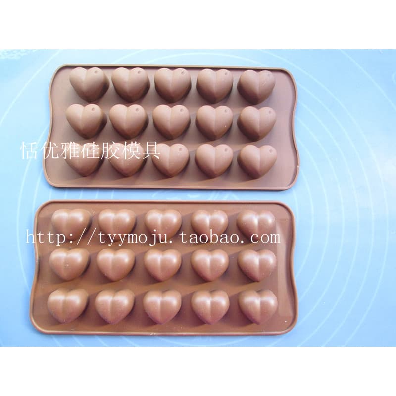 Molde de bolo de Silicone de coração com 15 furos Molde de Chocolate Molde de pudim de gelatina