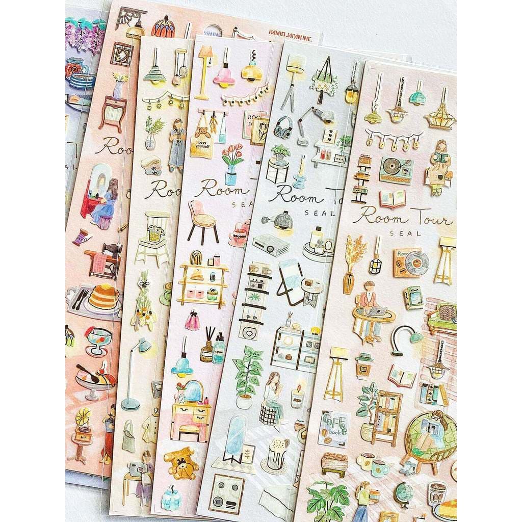 Menina japonesa vida diária sala Tour manual adesivo linda menina casa bonito adesivo decorativo