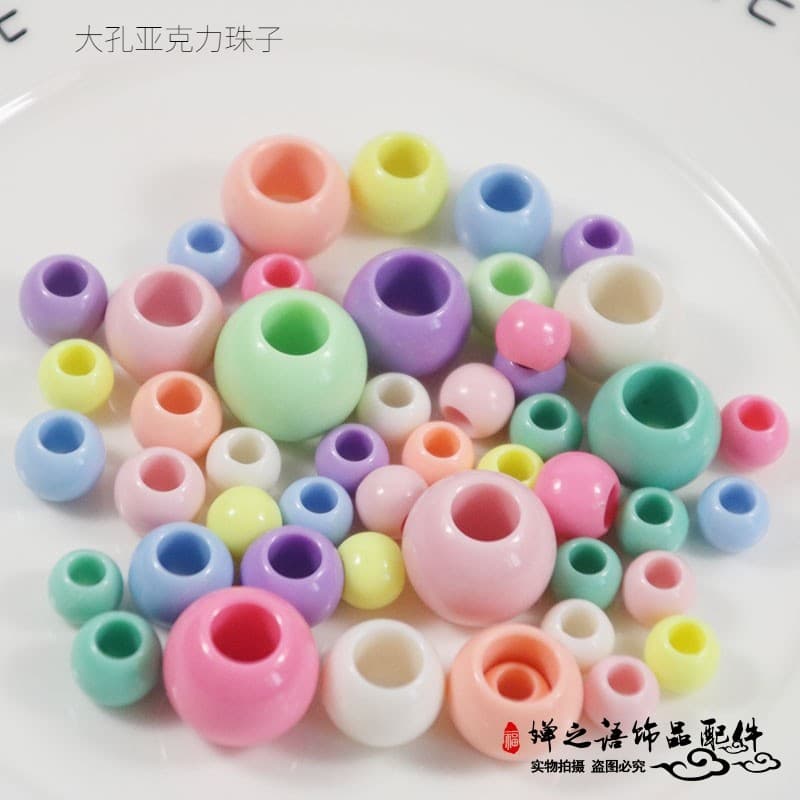 DIY jardim de infância crianças artesanal classe miçangas Material colorido acrílico grande buraco contas redondas conta