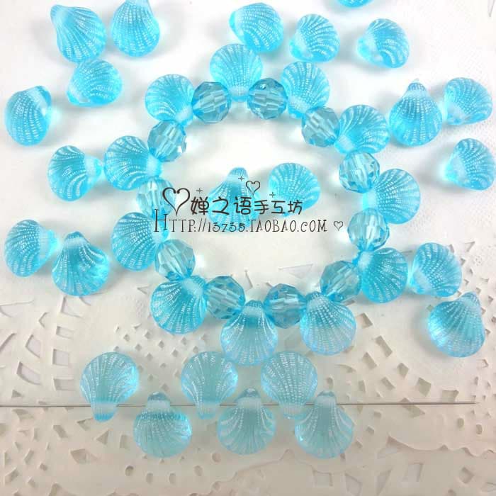 Diy acessórios de jóias 12mm contas em forma de concha azul contas soltas buraco lateral pulseira/colar Material de miça