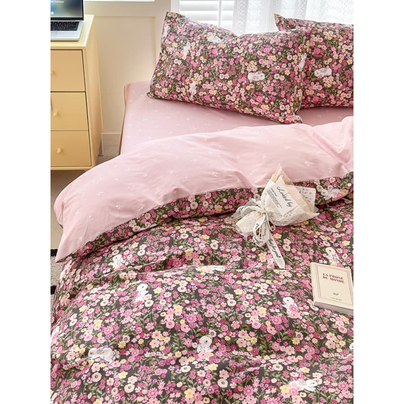Conjunto de quatro peças de algodão puro lençol colcha capa 100 algodão puro fresco impresso lençol estilo dormitório es