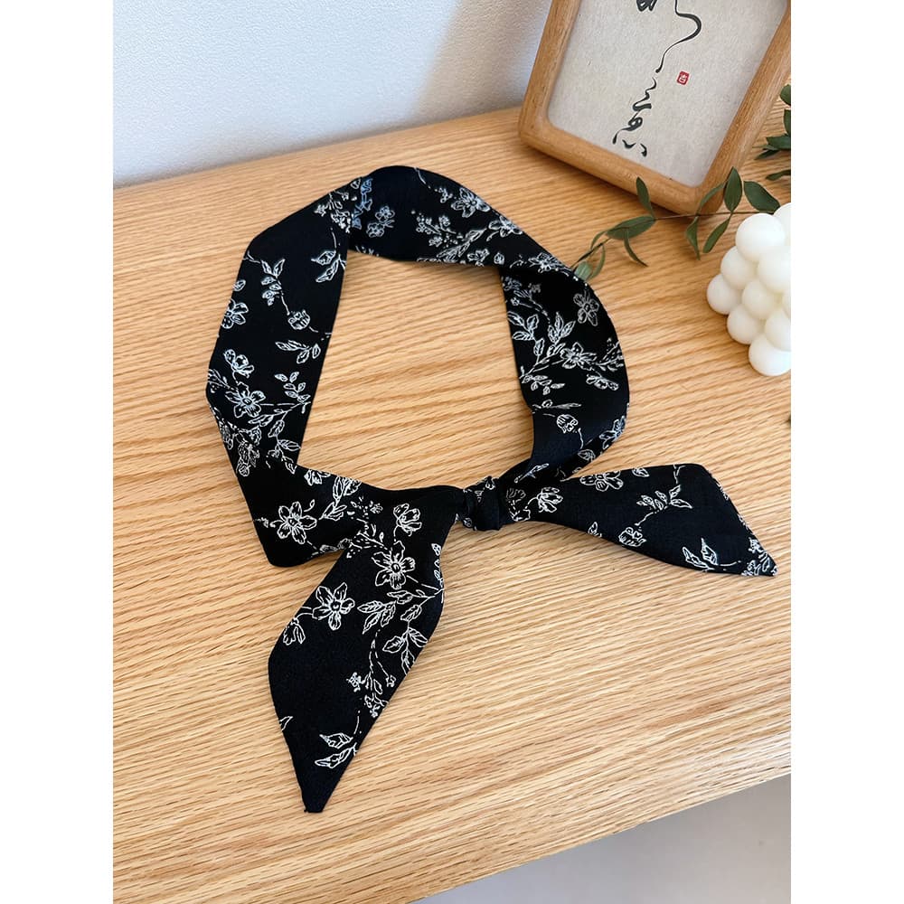 Novo estilo de fio fofo lenço de seda feminino primavera verão cachecol Floral combinando T saia cachecol bandana rabo d