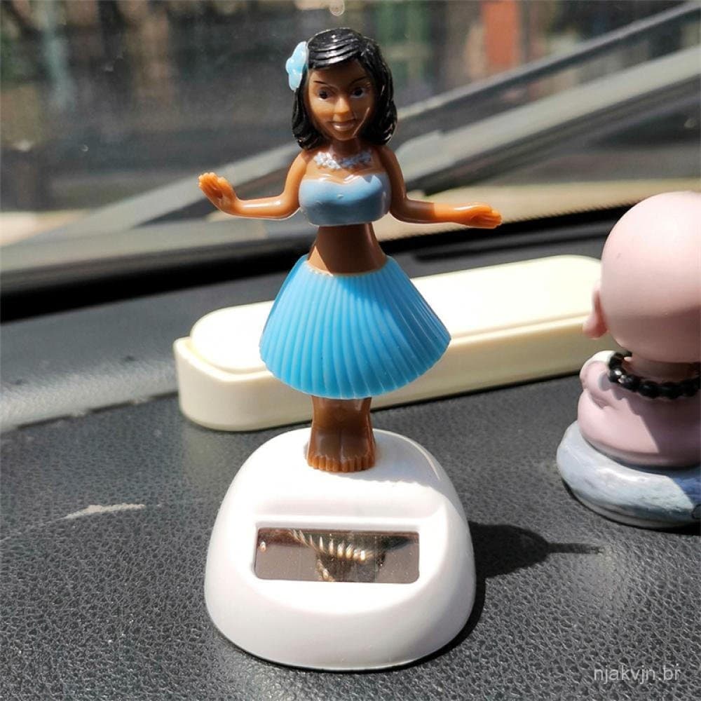 TKEY Solar Balanço Automático Dança Boneca Ornamentos Estatuetas De Em Miniatura Menina Carro Criativo Decoração Para Ca