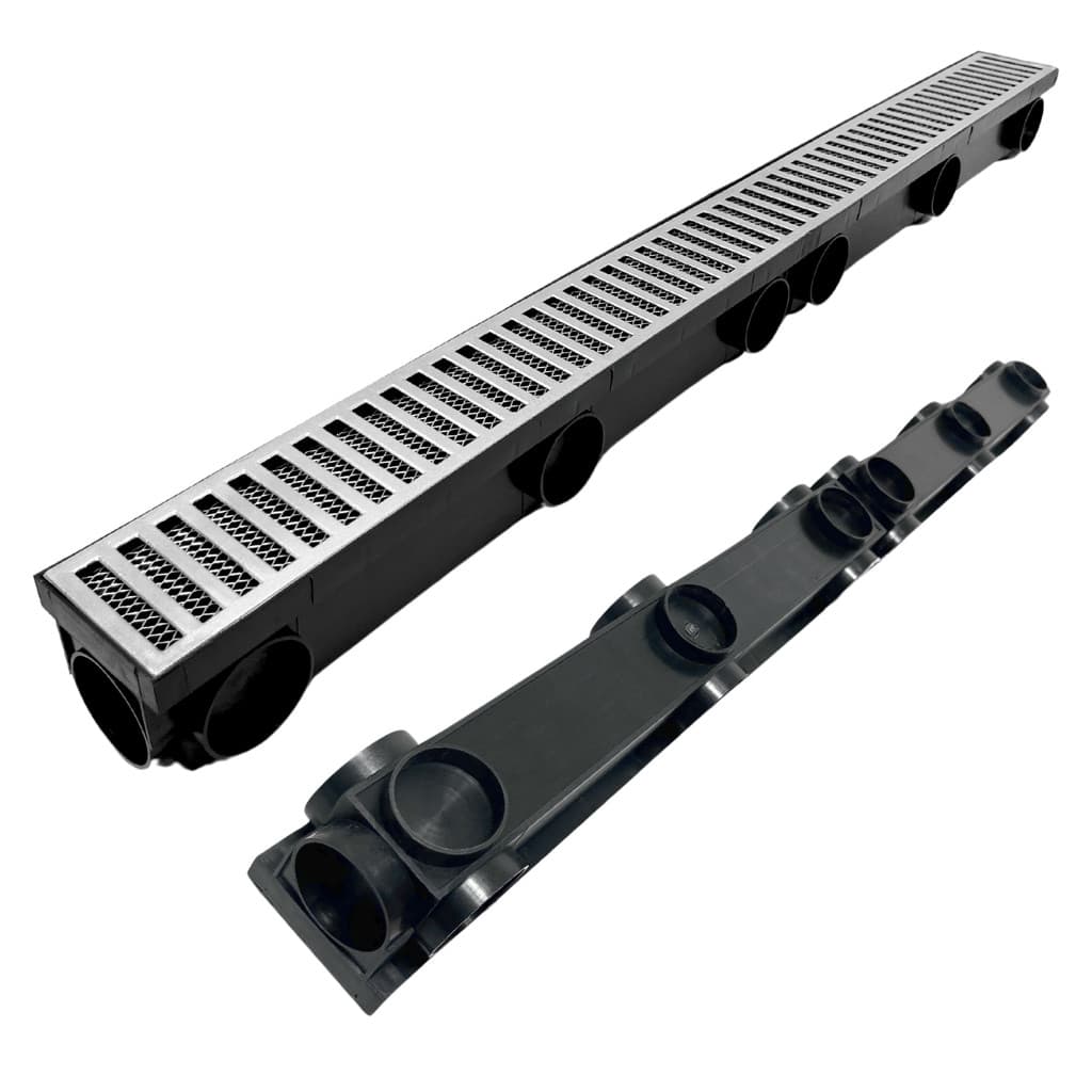 Ralo Linear Completo 8x100 Alumínio Quintal Externo com Tela Anti Insetos Cocho de Escoamento Multi Saídas ( 8cm x 98