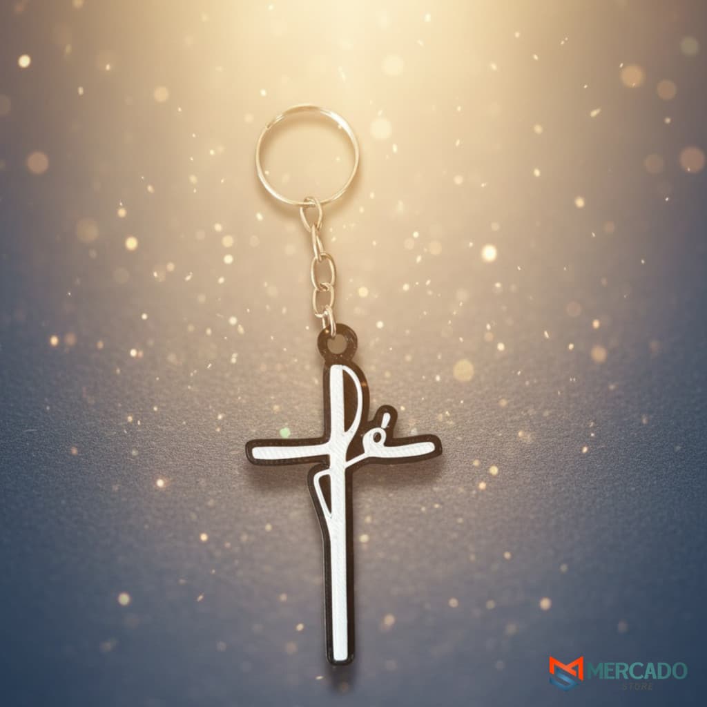 Chaveiro Palavra Fé na Cruz 3D ( Alto Relevo) - Inspiração