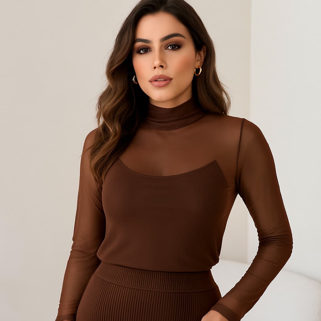 Blusa Tule com Gola Alta – Poder e Sofisticação para Seus Looks