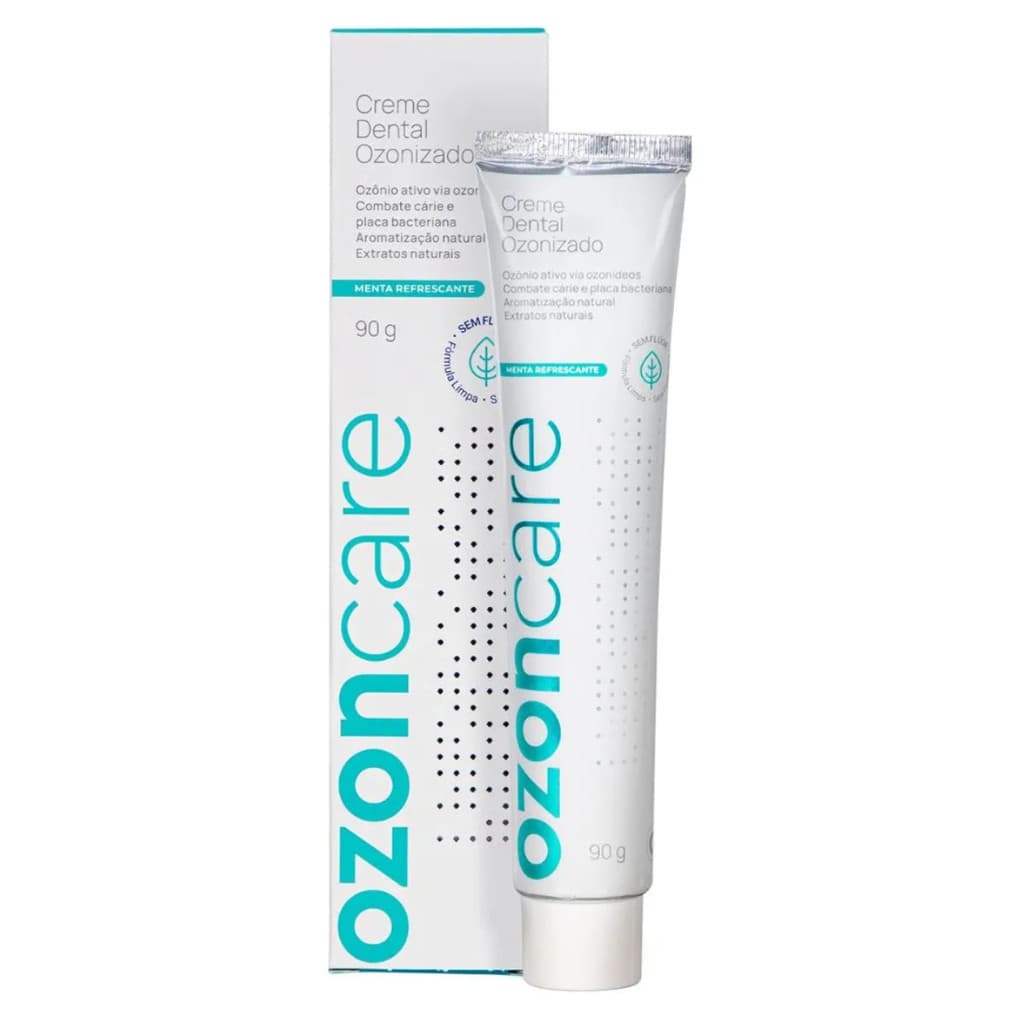 CREME PASTA DENTAL OZONIZADO SEM FLUOR VEGANO MENTA 90GR NATURAL DENTES SENSIVEIS COMBATE CARIE