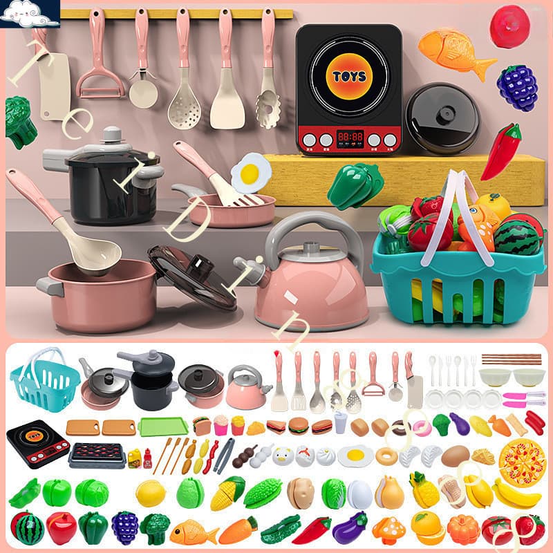 Conjunto De Brinquedos De Cozinha Simulados Para Crianças , Cortar Legumes , Cozinhar Frutas , Utensílios Bebês