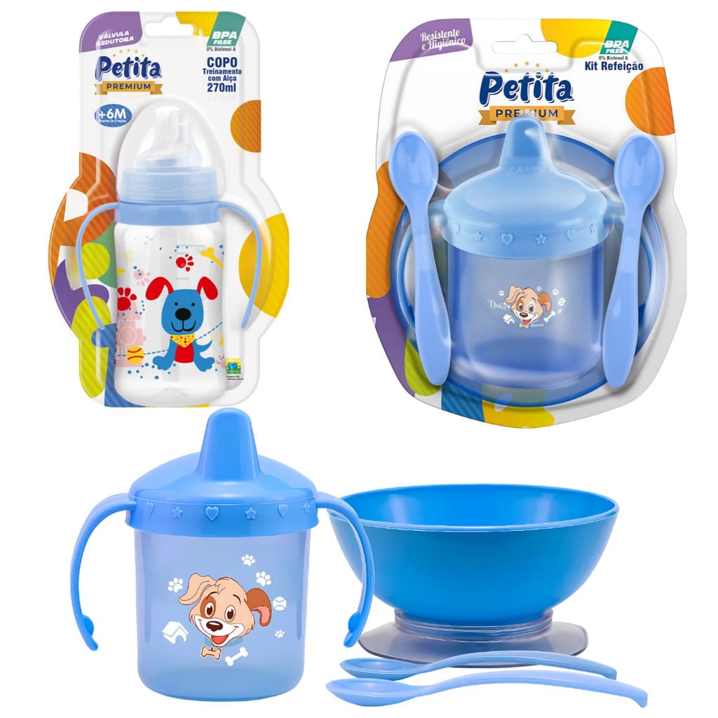 Kit Refeição Infantil Duke tijelinha com ventosa e 2 Copos