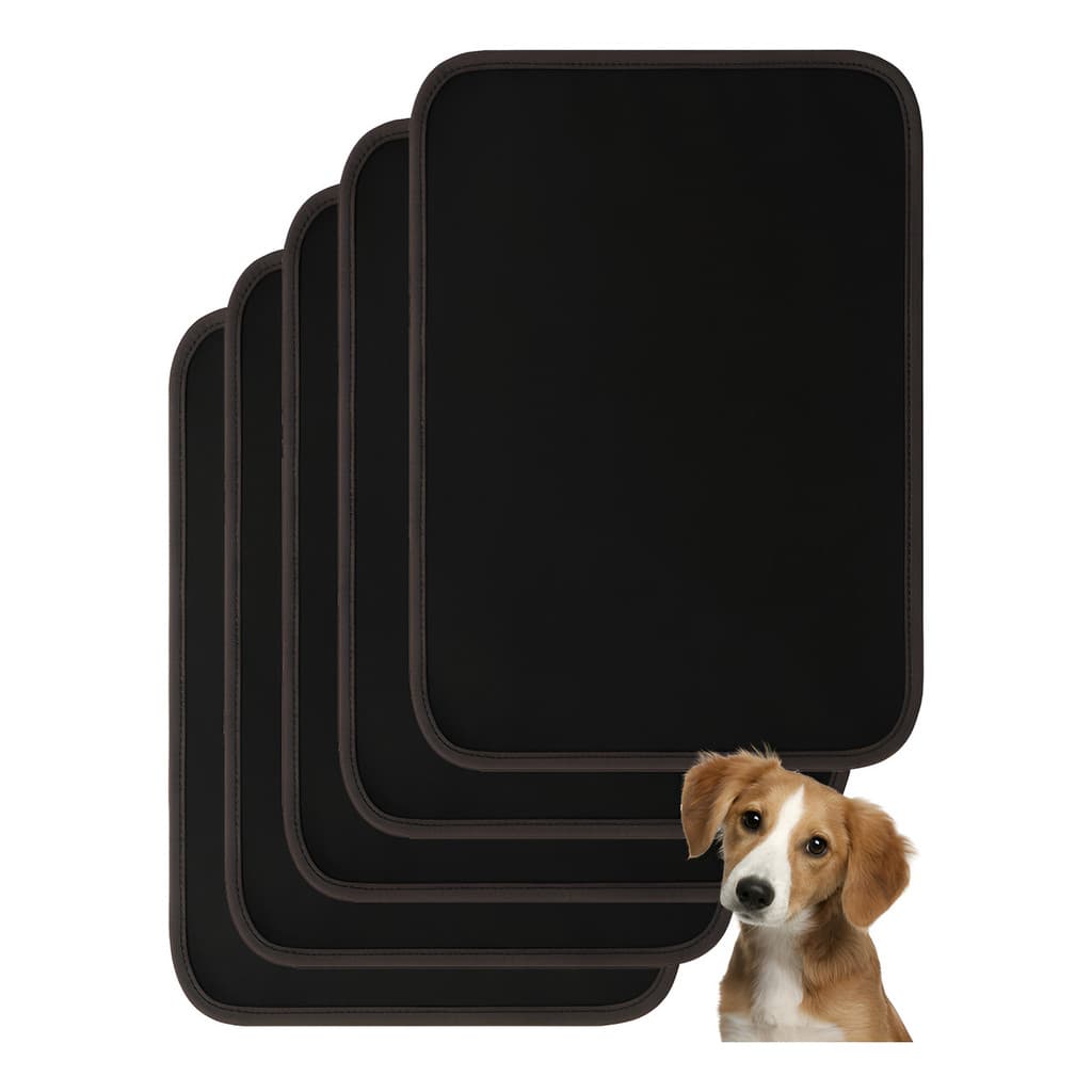 Kit 5 Tapetes Higiênico Lavável Preto 50x70cm Para Cachorro