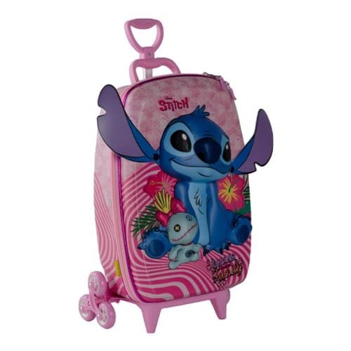 Mala Infantil Rodinhas Personagem 3d Estampada Resistente Leve Rosa Viagem Escola