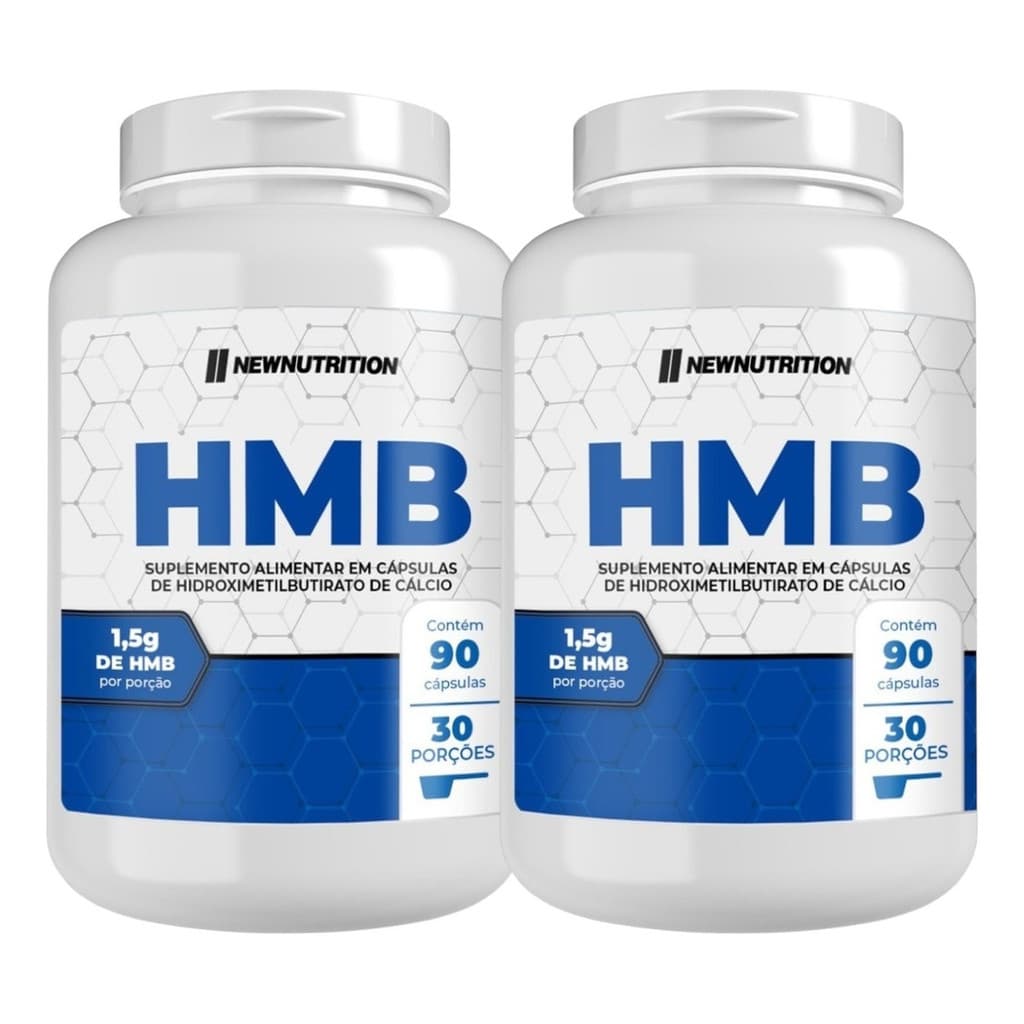2 Potes De 90 Cápsulas De Suplemento Hmb 1500mg Newnutrition