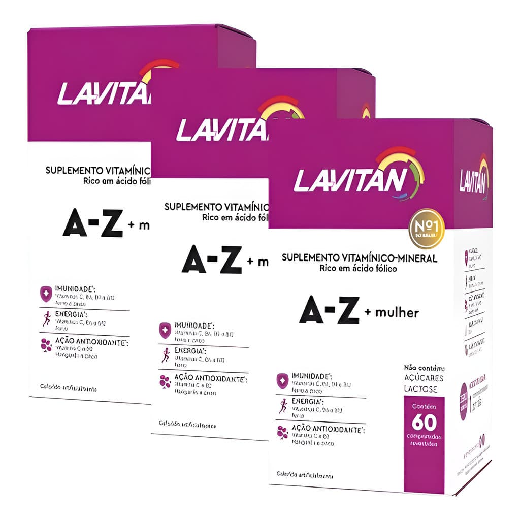 3 Unidades Multivitamínico Lavitan A-z Mulher Original 60 Comprimidos