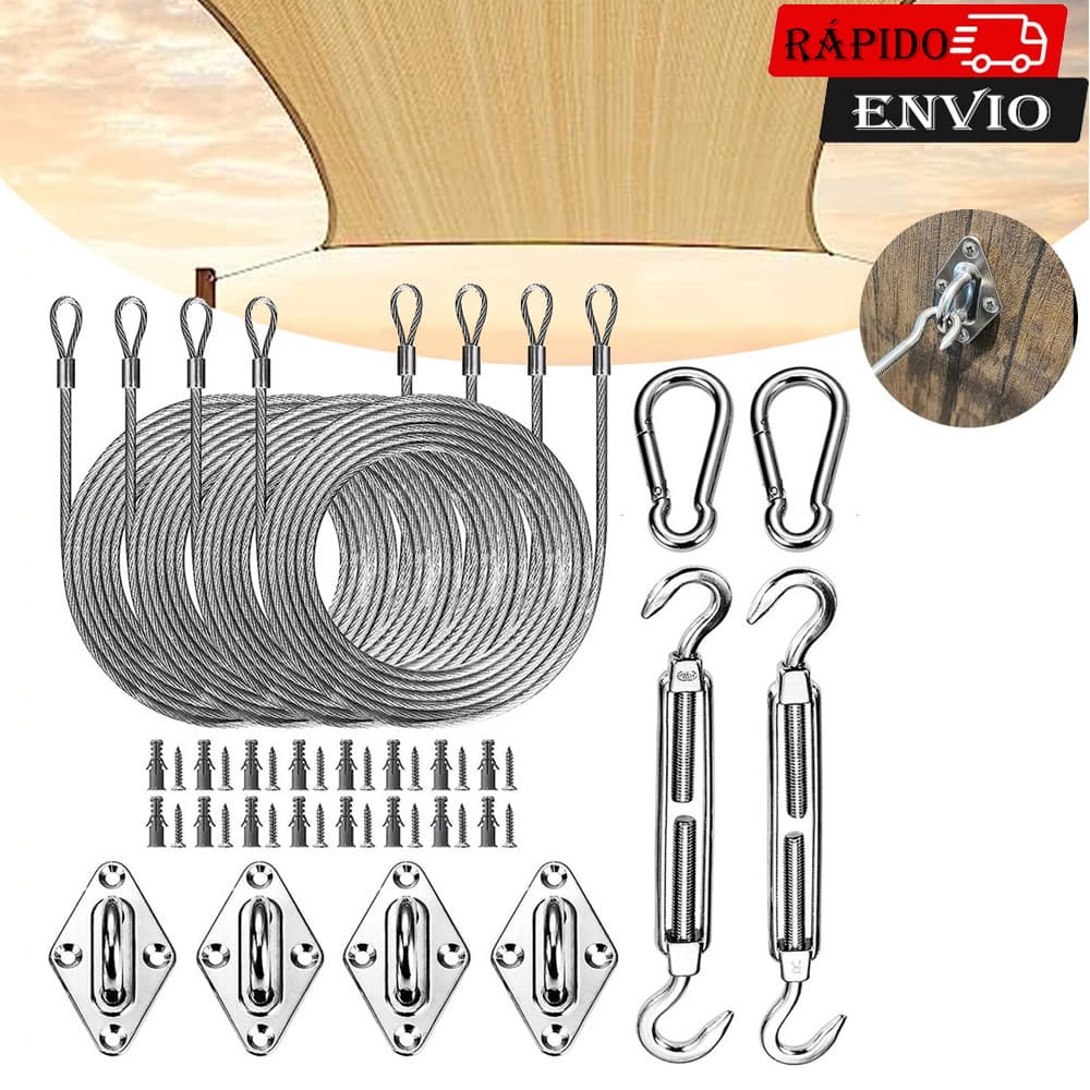 Kit 44 Peças completo de ferragens para instalação de toldo de toldo para toldo quadrado e retangular  aço inoxidável