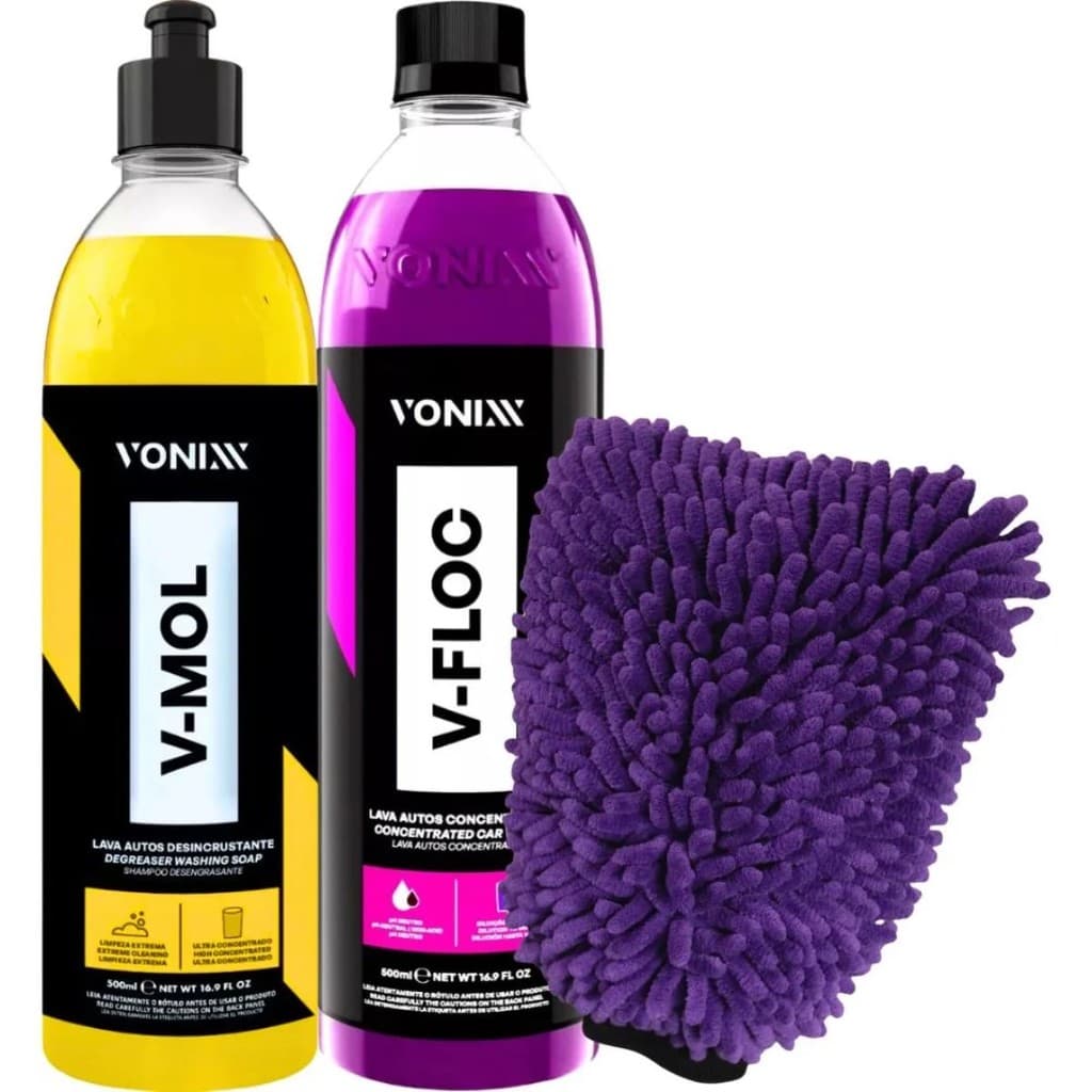 Kit Shampoo Automotivo Neutro V-floc V-mol 500ml Luva Vonixx