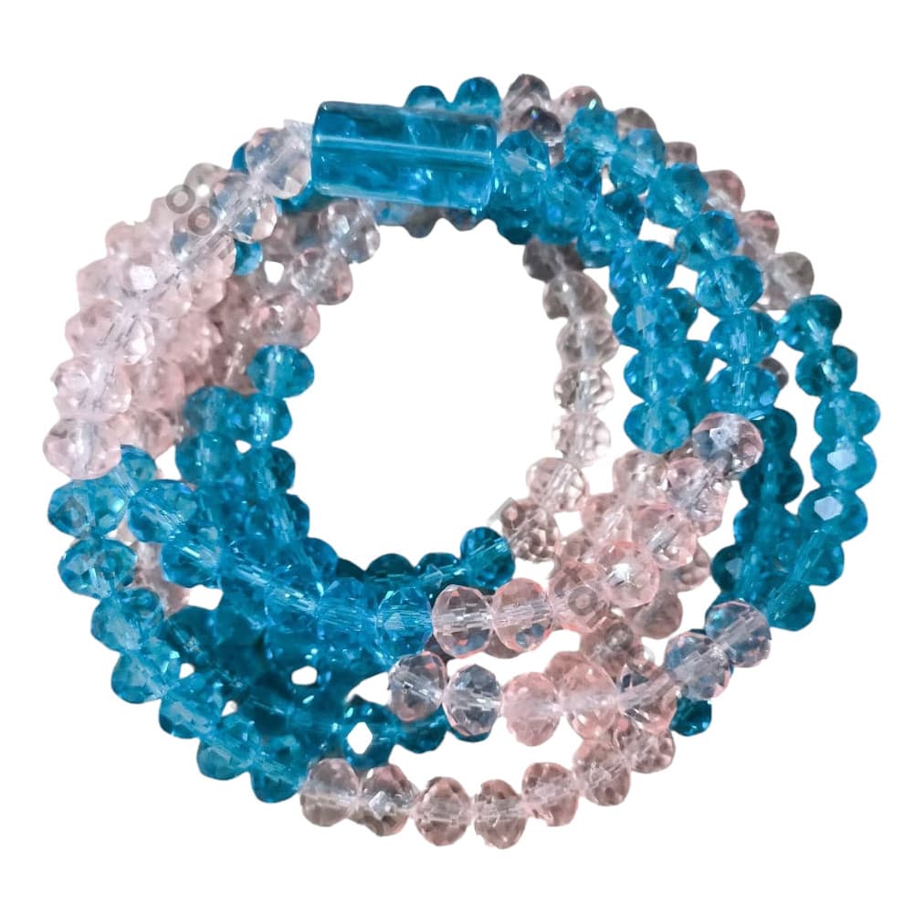 Guia Ibeji Rosa Azul Cristal 147 Contas Umbanda Em Cordonê