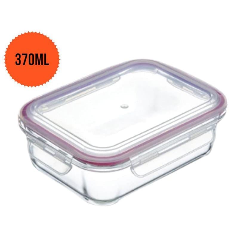 Pote de Vidro c/tampa Hermética Marmita Retangular de Vidro 370ML