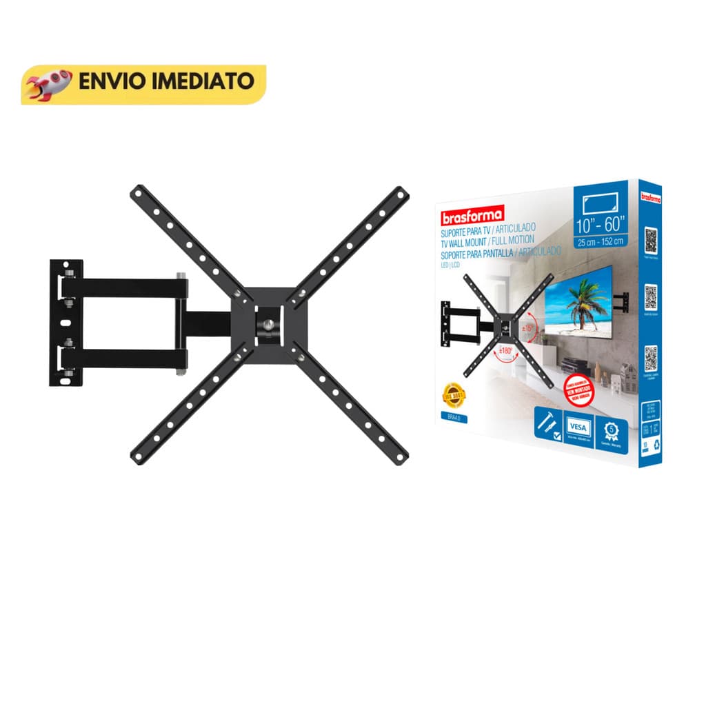 Suporte De Tv Articulado Smart Tv LED LCD E Plasma 10 Até 60 Polegadas  Até 30Kg