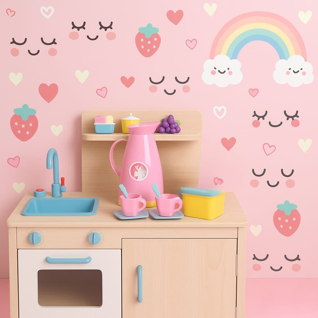 Brinquedo Jogo de Chá Infantil Hora do Café Unicórnio Com Xícaras Bule Açucareiro e Colheres