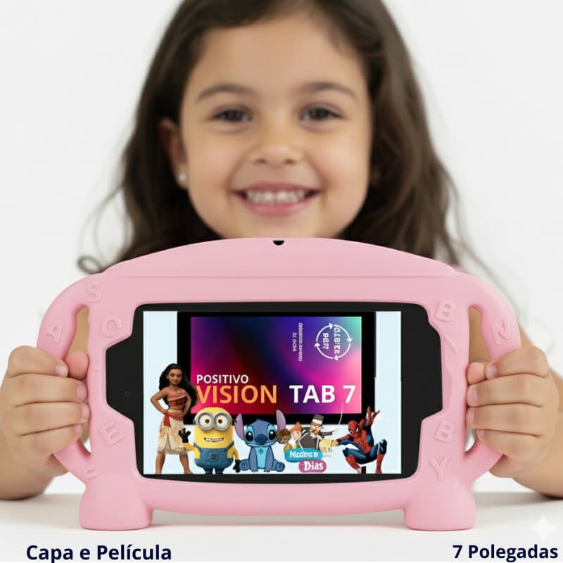Capa Infantil com Alça + Pelicula para Tablet Positivo Vision Tab 7