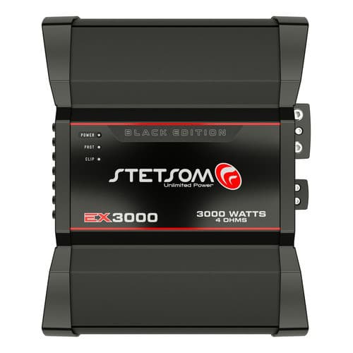 Módulo Stetsom Ex3000 Black 4 Ohms Mono Full Range 10hz 20khz 3000kw Rms Em 4 Ohms Rca 1 Canal 3000w Em 12.6v E 3500w