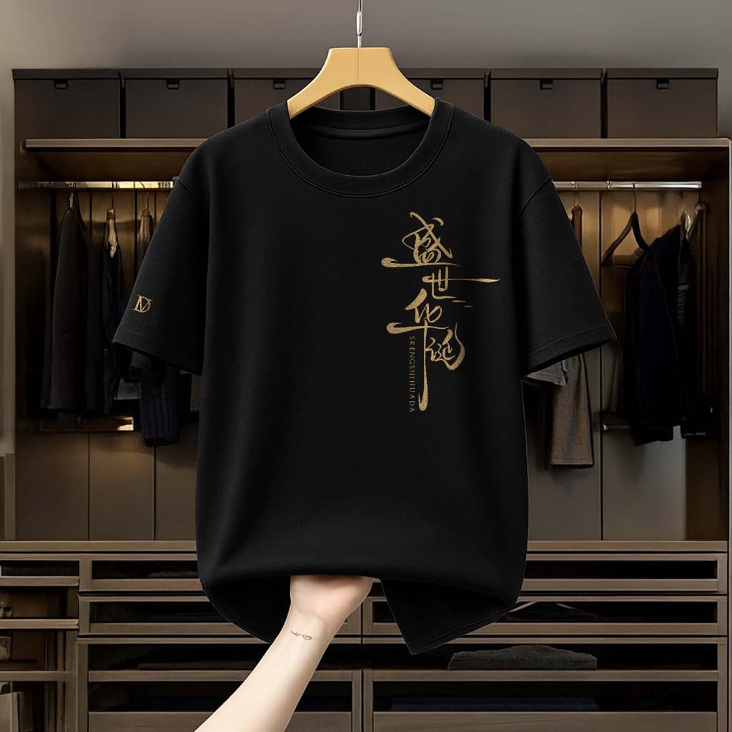 Camiseta Masculina Escrita Dragon T-shirt 100% Algodão Camisa Street Wear Oriental Dragão