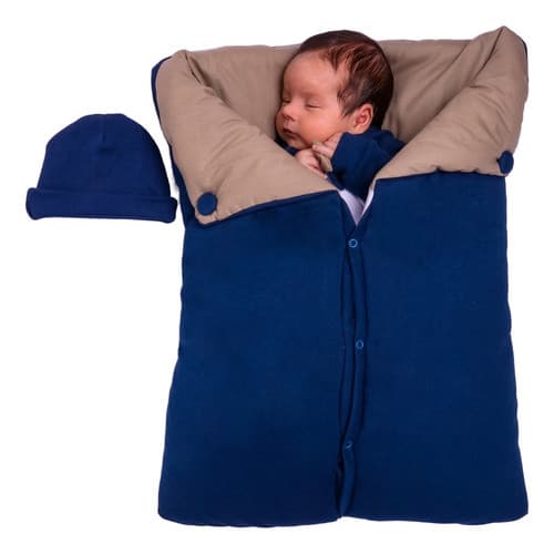 Saida de maternidade menino Bebe Masculina  Cavalinho azul marinho de algodão Com Saco De Dormir