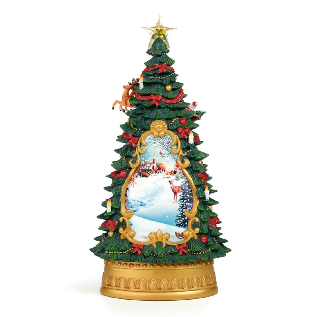 Globo de natal árvore com led 35cm enfeite decorativo luminária verde