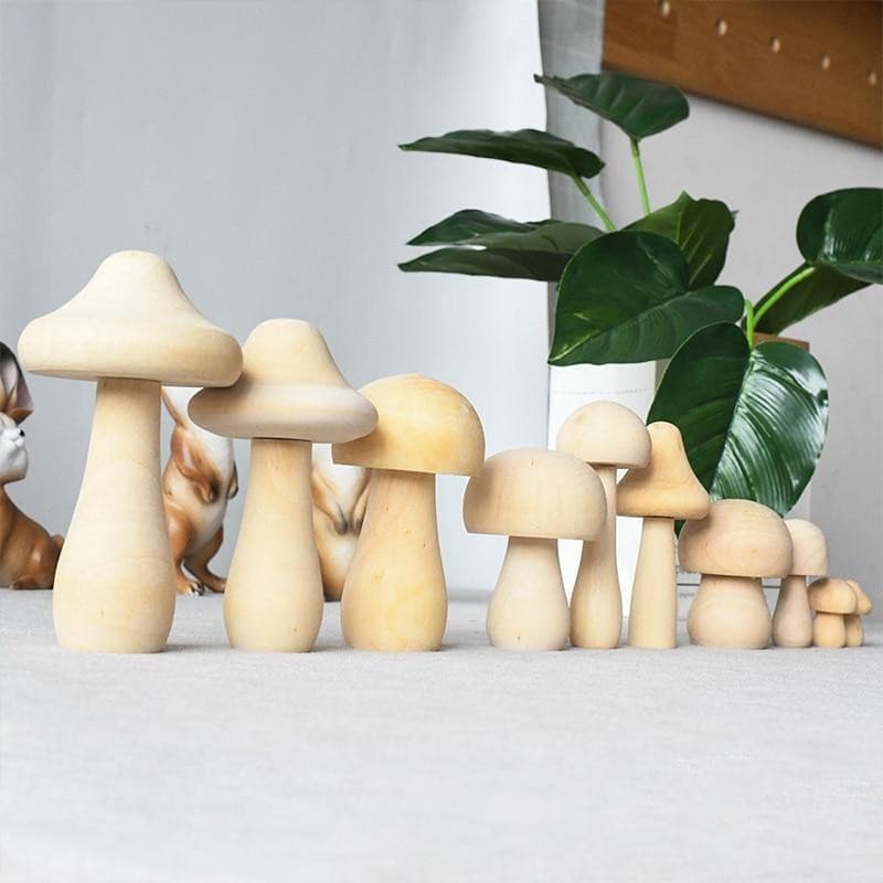 1 Decorações De Cogumelo De Madeira , Vários Tamanhos , Cores Natural , Faça Você Mesmo Feito À Mão , Pintado , Decoraçã