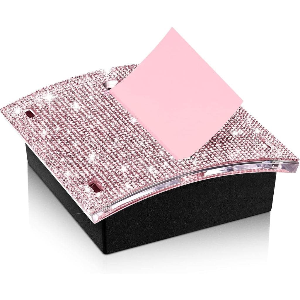 Suporte para Notas Adesivas com Strass Eersida 4x4 polegadas, suporte para notas adesivas rosa e fofo, dispensador adesi