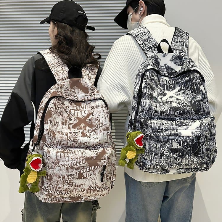Americano Retro mochila mochila meninos meninas estudantes do ensino médio Graffiti na moda legal mochila rua Wear lazer