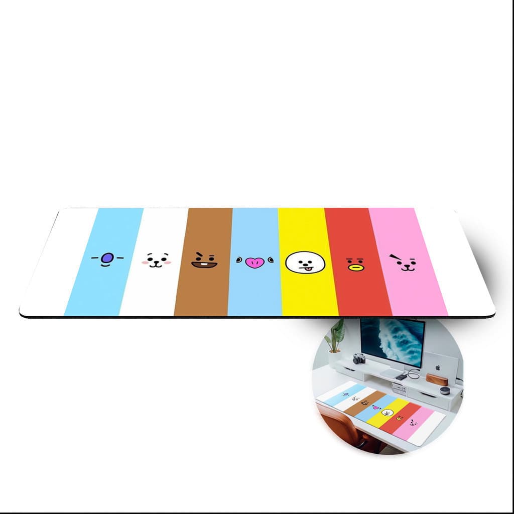 MousePad Grande Gamer 80x30 BTS21 bt21 Kpop Kwai  Fofo Mouse Pad Grande RGB