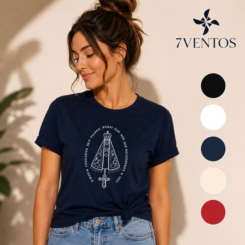 Camiseta Básica Feminina católica, camisa feminina católica, camisa algodao premium