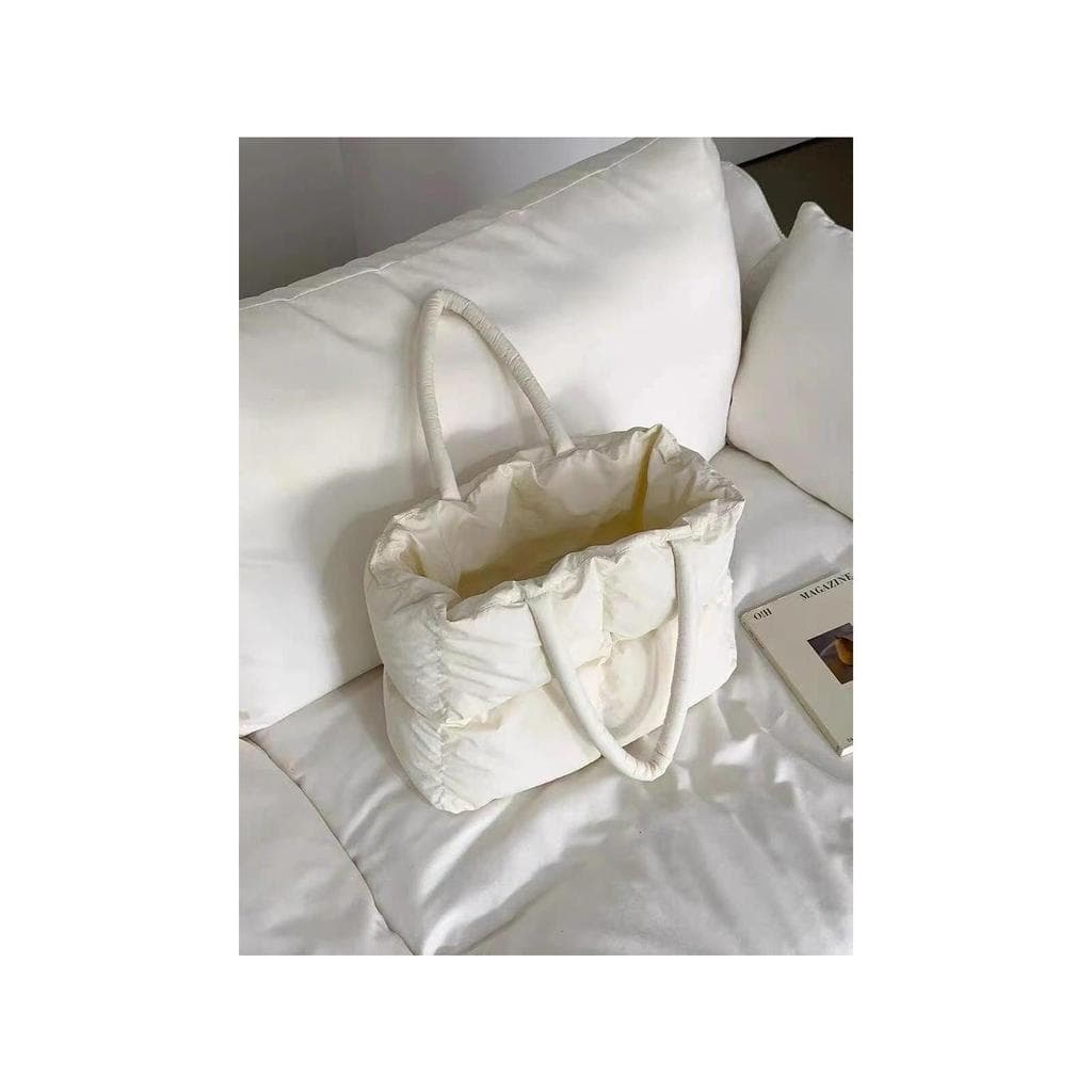 Bolsa Tote acolchoada feminina bolsa de ombro grande capacidade estudante classe saco simples cor sólida portátil Commut