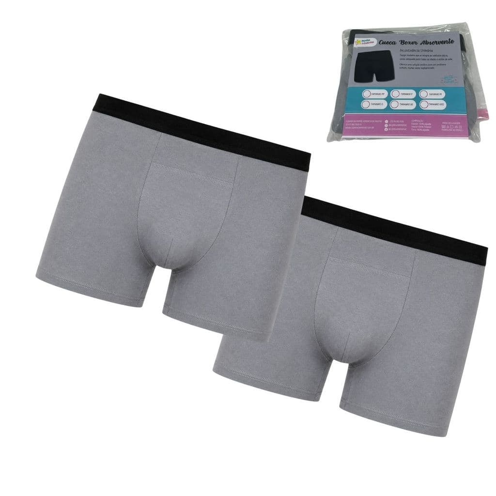 2 Cuecas Boxer Roupa Íntima Geriátrica Algodão Escapes Urina