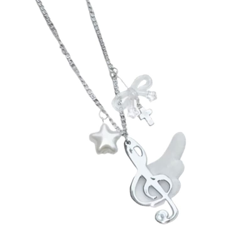 Yoo Vintage Anjo Asa Música Nota Pingente Colar Jóias Para Mulheres E Meninas