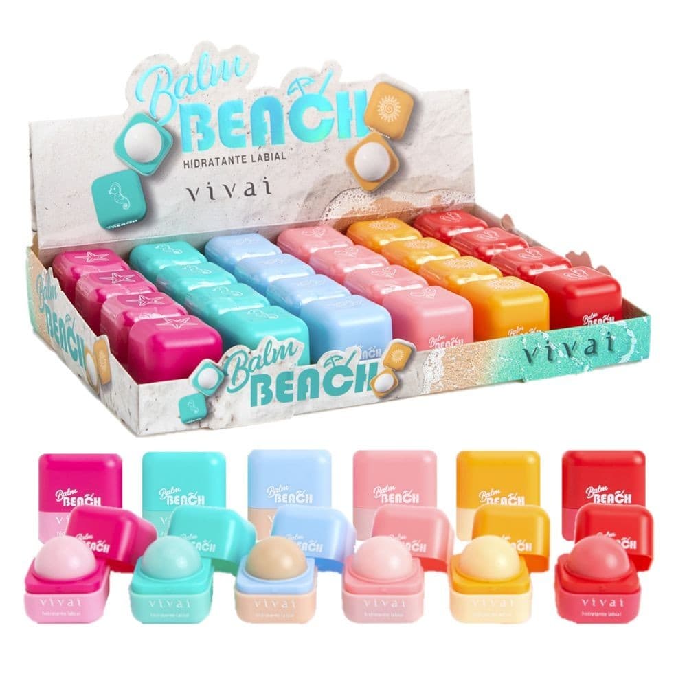 Kit C/6 Hidratante Labial Vivai Balm Beach 6 Cores Frutas -  Hidratação Intensa