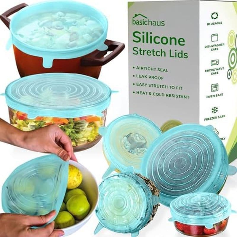 Tampas Extensíveis De Silicone Reutilizáveis Para Armazenamento De Alimentos Na Geladeira-Capas Elásticas Resistentes Ao
