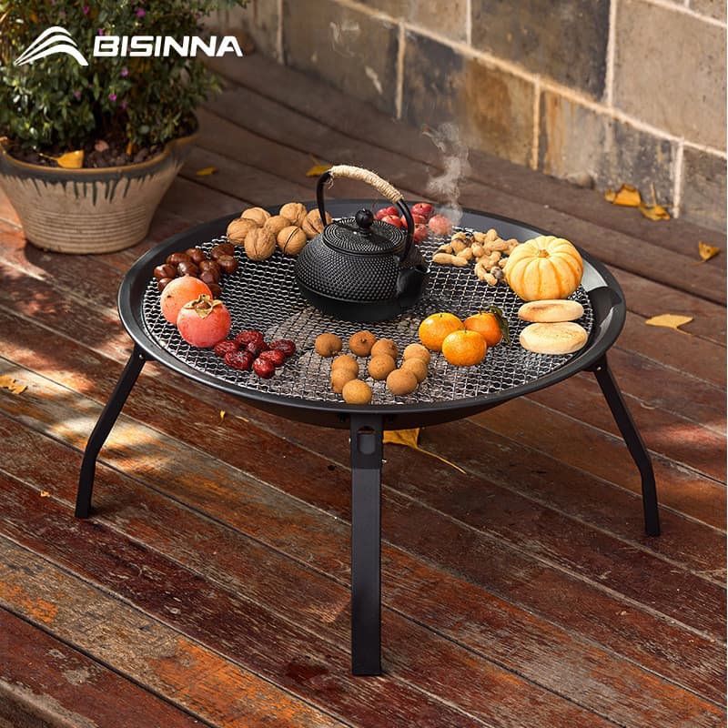 Grelha para bacia de fogo, grelha a carvão para aquecimento ao ar livre, churrasqueira a carvão, conjunto de chá, forno