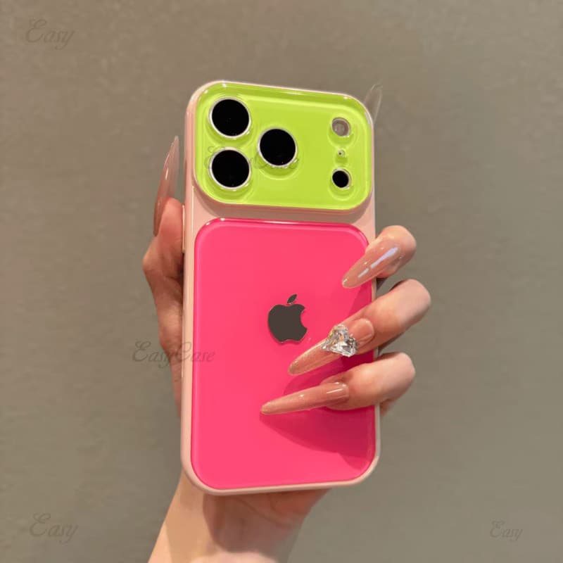 Dopamina Brilhante Contrastante Grande Janela Caso De Telefone Para iPhone 17 16 15 14 13 ProMax anti Deslizamento E Pro