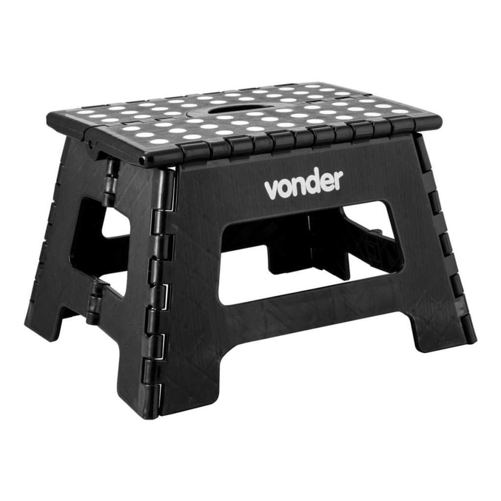 Banqueta Plástica Dobrável Preta Altura 22Cm Vonder 150kg