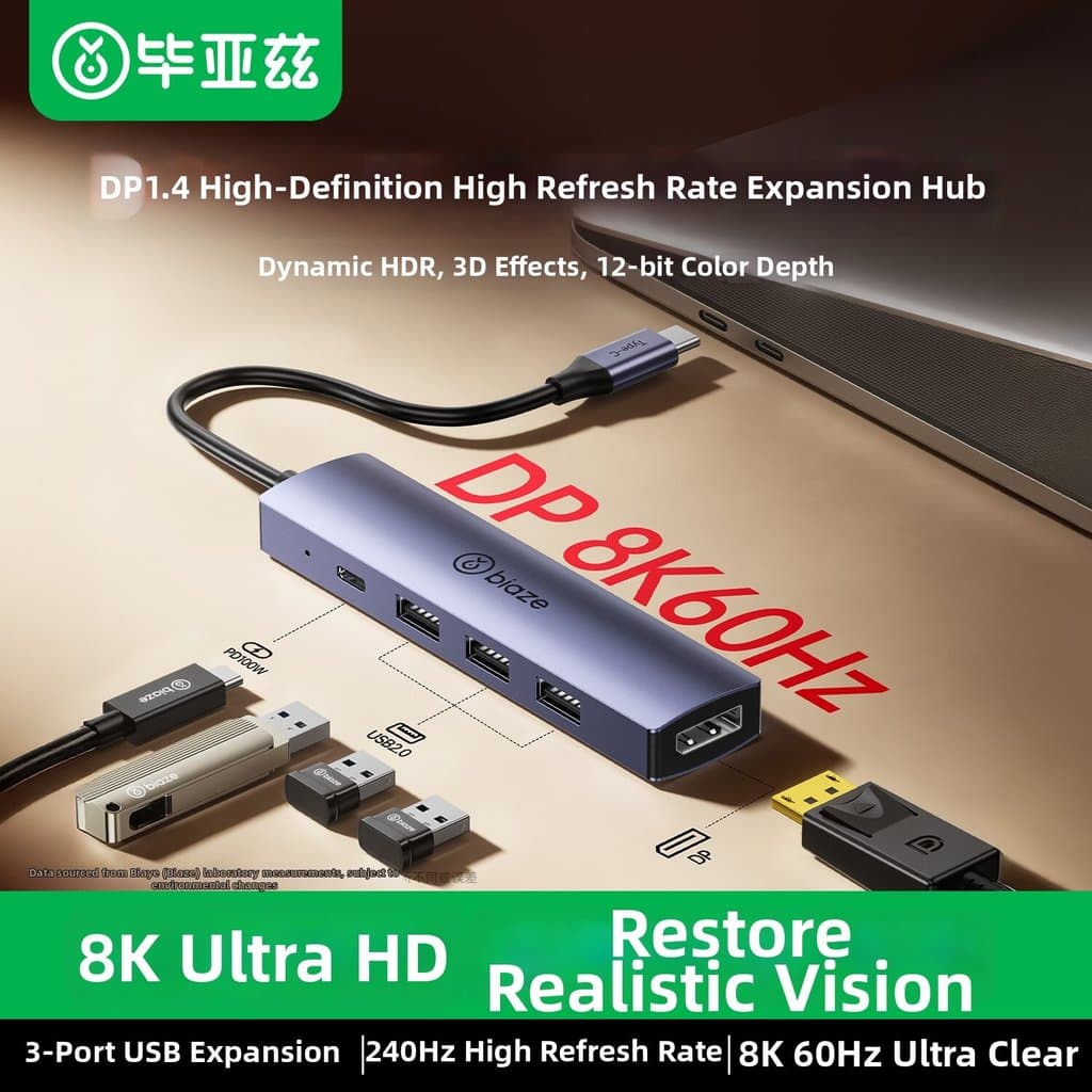 Dock Adaptador TypeC Para DP 1.4 Carregamento PD De Projetor De Monitor 8K 4K240Hz