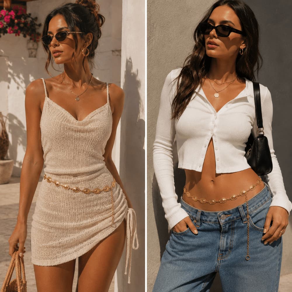 Corrente de Cintura Feminina com Moedas Ovais Vintage Acessório Fashion para Vestidos e Jeans