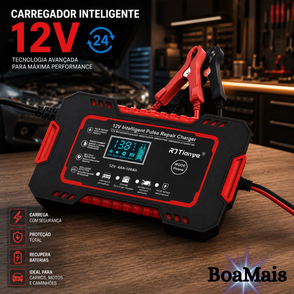 Carregador de bateria de 12 V, até 300 amperes, carregador de carro, motocicleta, bicicleta elétrica